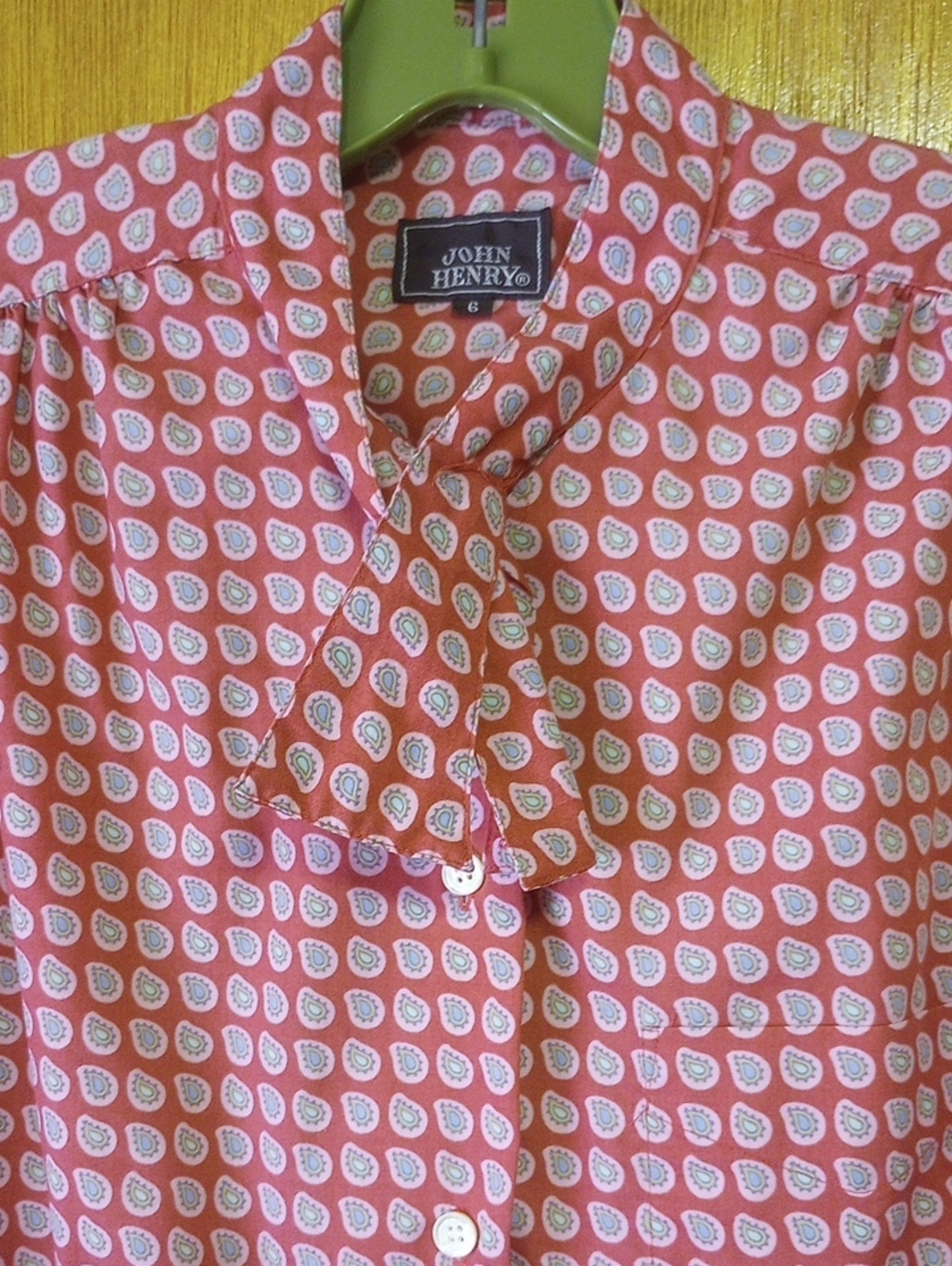 John Henry Classic Traditional Vintage Paisley Cotton & Polyester Blouse, Size 6
